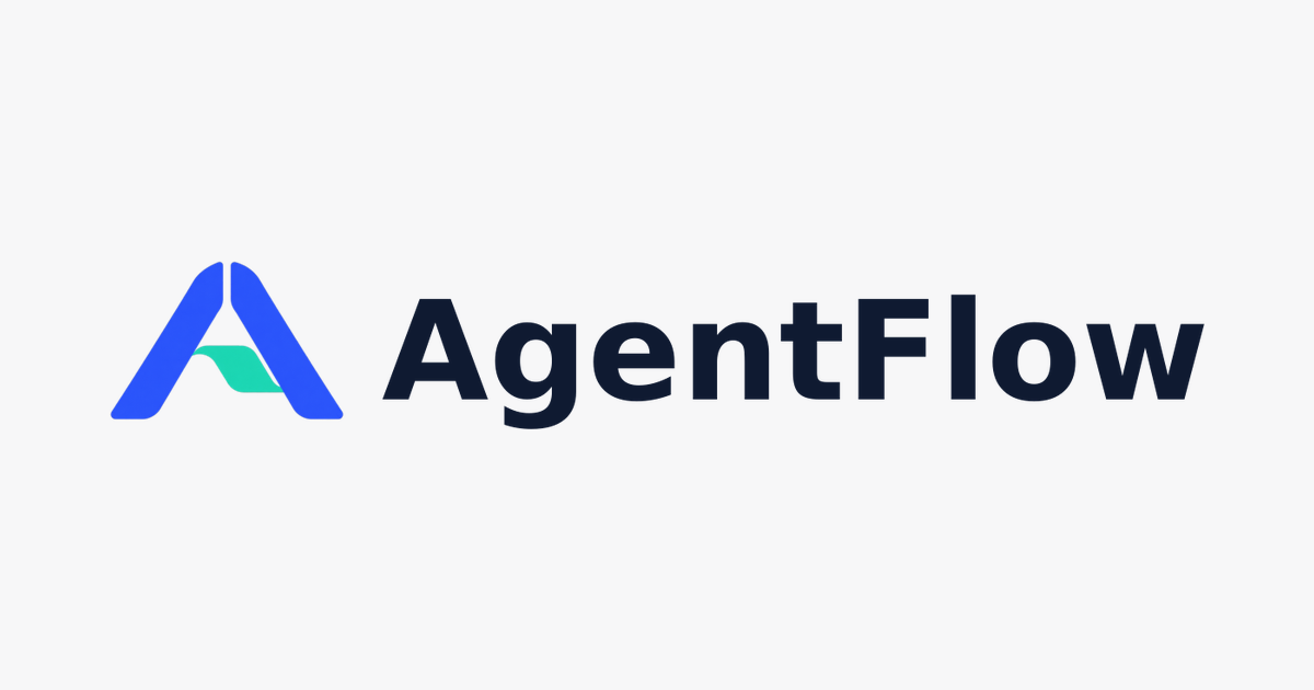 AgentFlow-Logo mit blau-türkisfarbenem A-Symbol und dunklem Schriftzug
