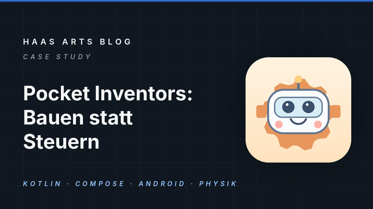 Beitragsgrafik: dunkles Raster mit dem Titel des Spiels und dem Icon des Roboters Bolt