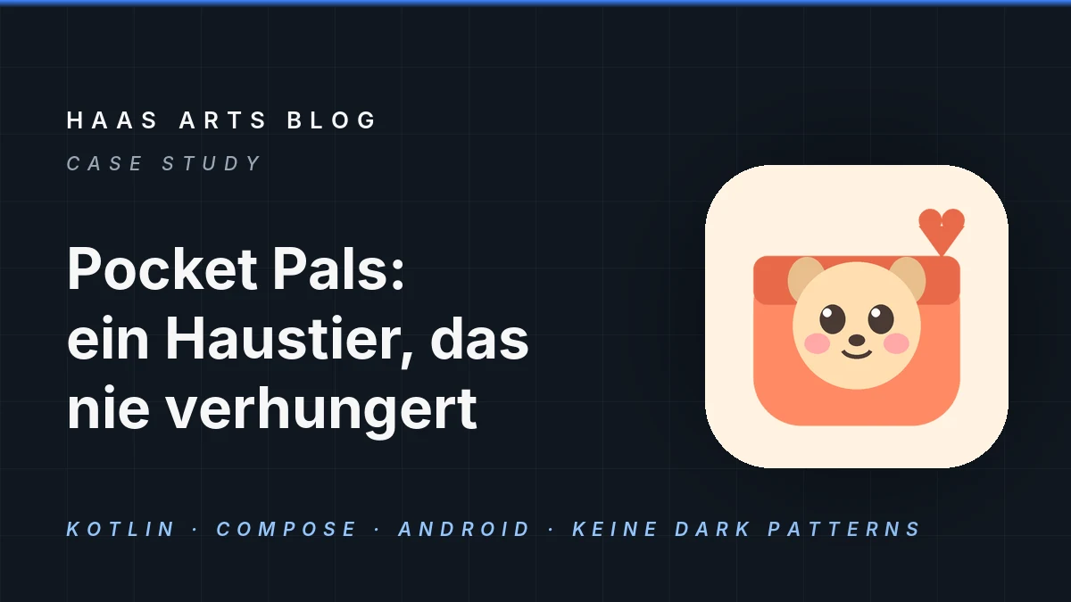 Beitragsgrafik: dunkles Raster mit dem Titel des Spiels und dem Icon des fröhlichen Hundes