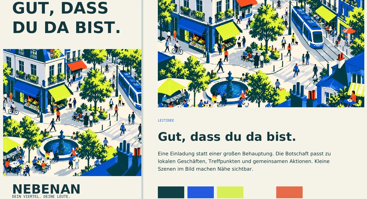 Nebenan · Ausschnitt aus der freien Designstudie