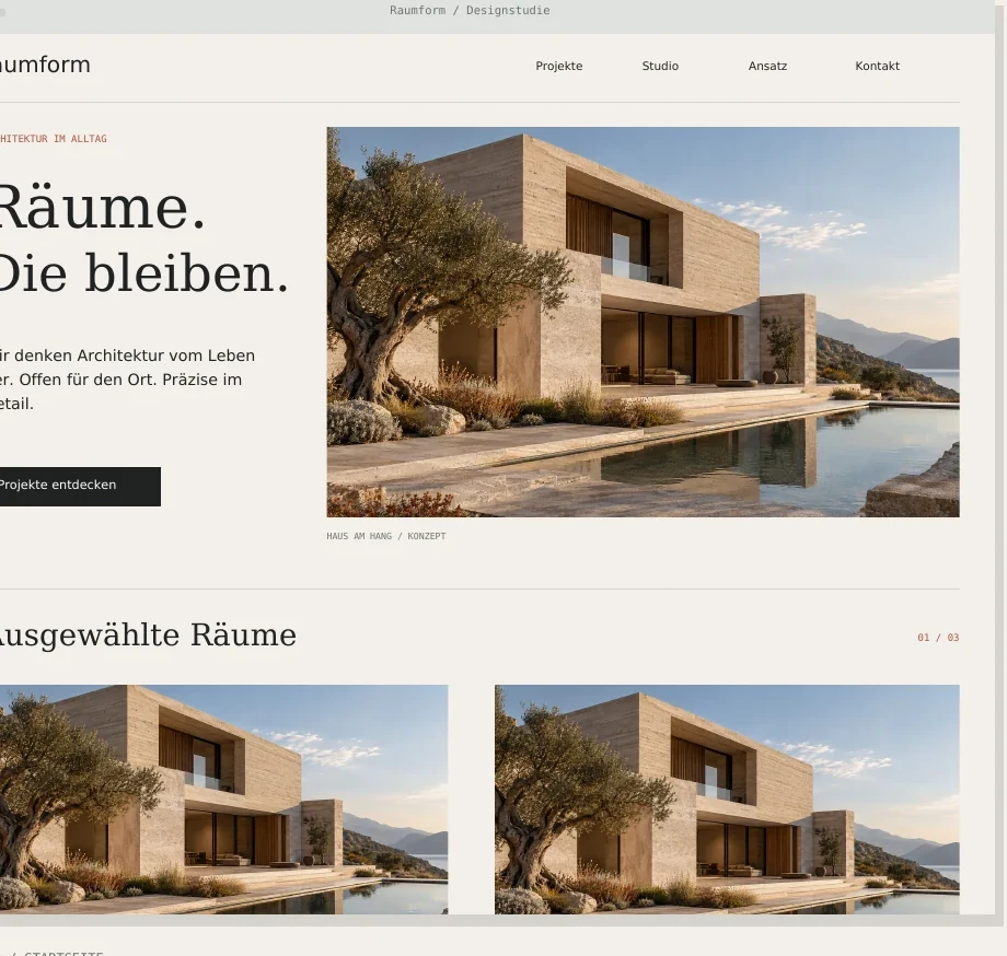 Raumform · Ausschnitt aus der freien Designstudie