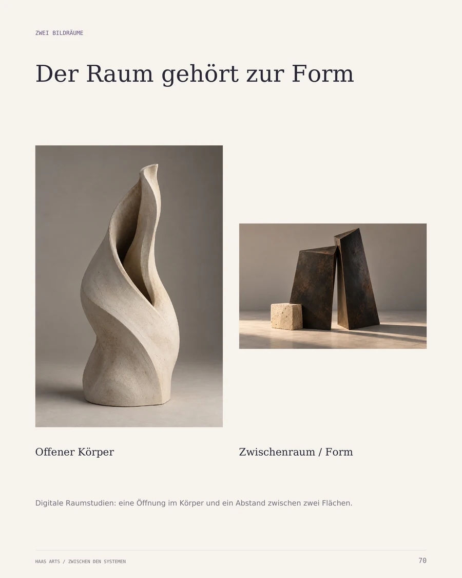 Buchseite 70: zwei digitale Raumstudien als vollständige Gegenüberstellung