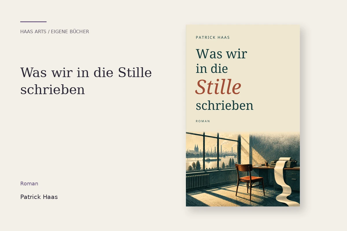 Vorhandenes Cover Was wir in die Stille schrieben mit gestaffeltem Serifentitel und dem rostrot hervorgehobenen Wort Stille.