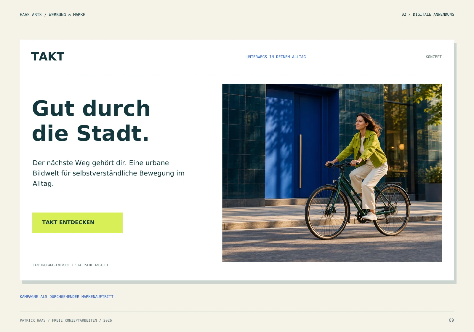 Takt: statischer Landingpage-Entwurf Gut durch die Stadt